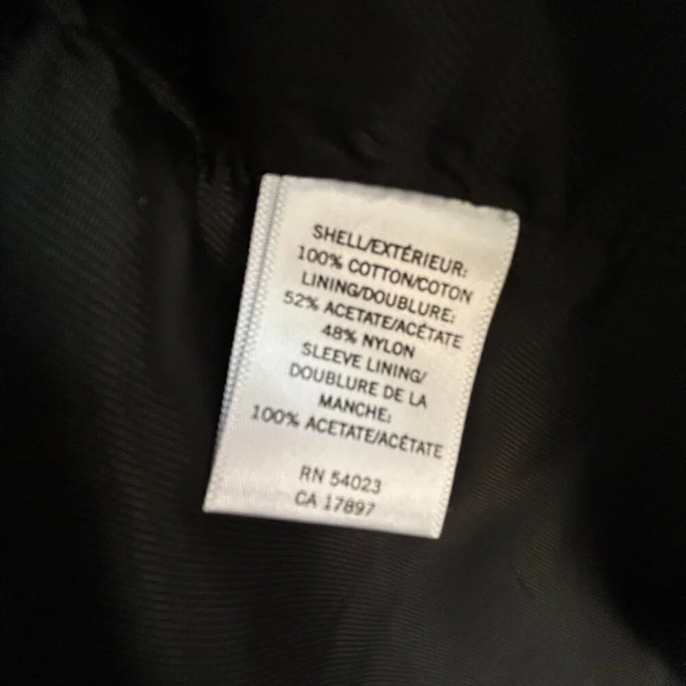 Banana Republic Jacket Black Military Overcoat 3 Button Closure Cotton